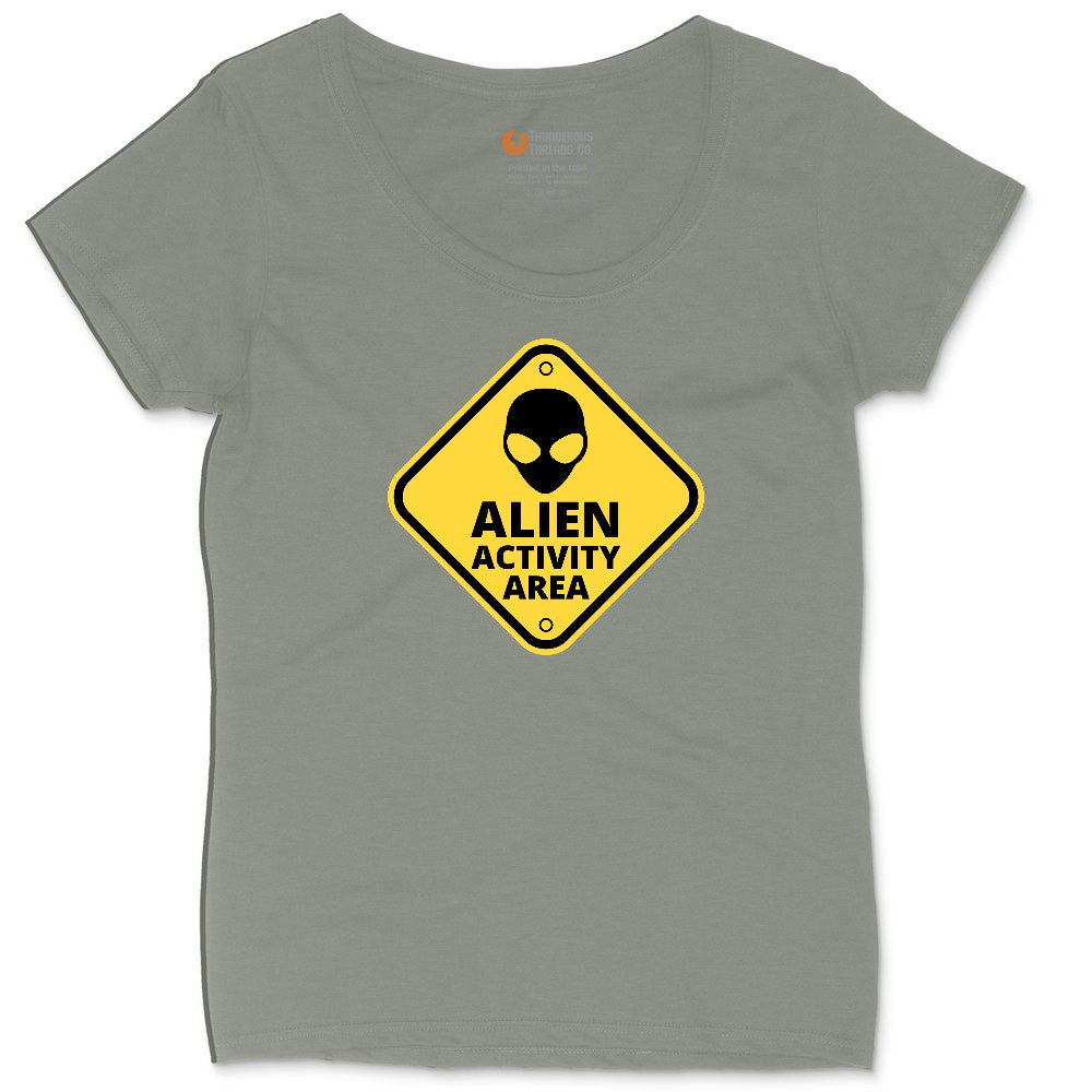 Alien Activity Area Ladies Curvy Tee - Bamboo Blackout