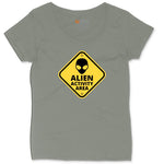 Alien Activity Area Ladies Curvy Tee - Bamboo Blackout