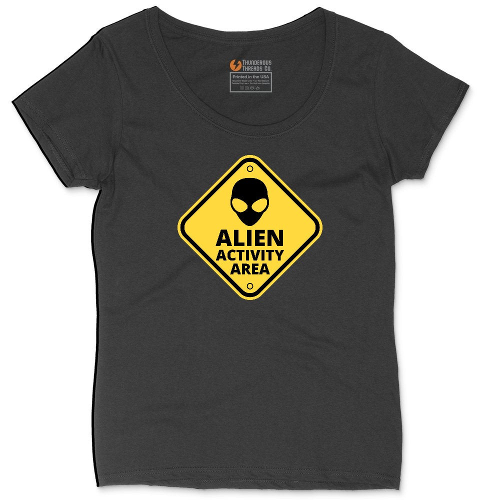 Alien Activity Area Ladies Curvy Tee - Black