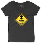 Alien Activity Area Ladies Curvy Tee - Black