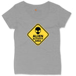 Alien Activity Area Ladies Curvy Tee - Granite Heather