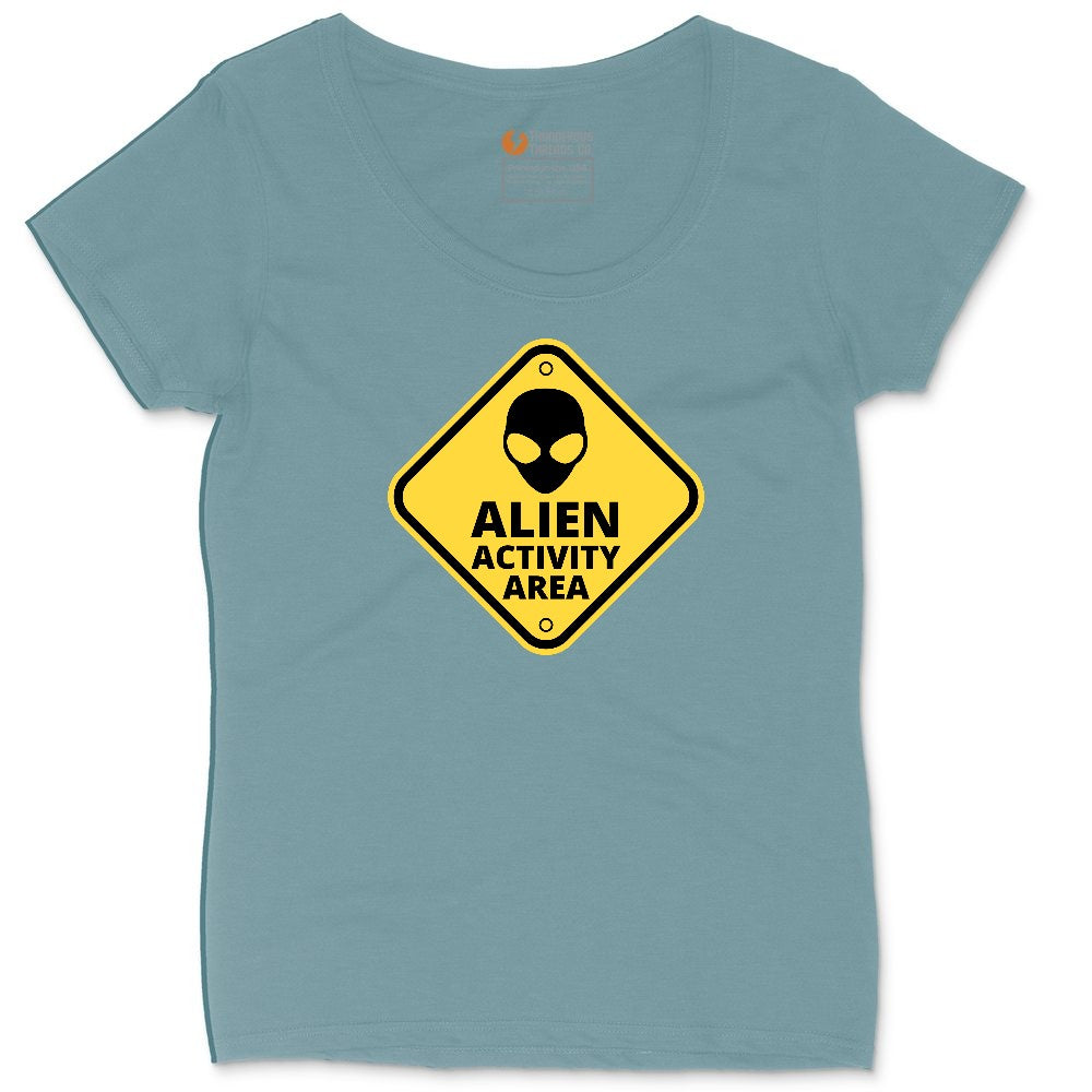 Alien Activity Area Ladies Curvy Tee - Surf Blackout