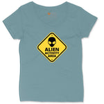 Alien Activity Area Ladies Curvy Tee - Surf Blackout
