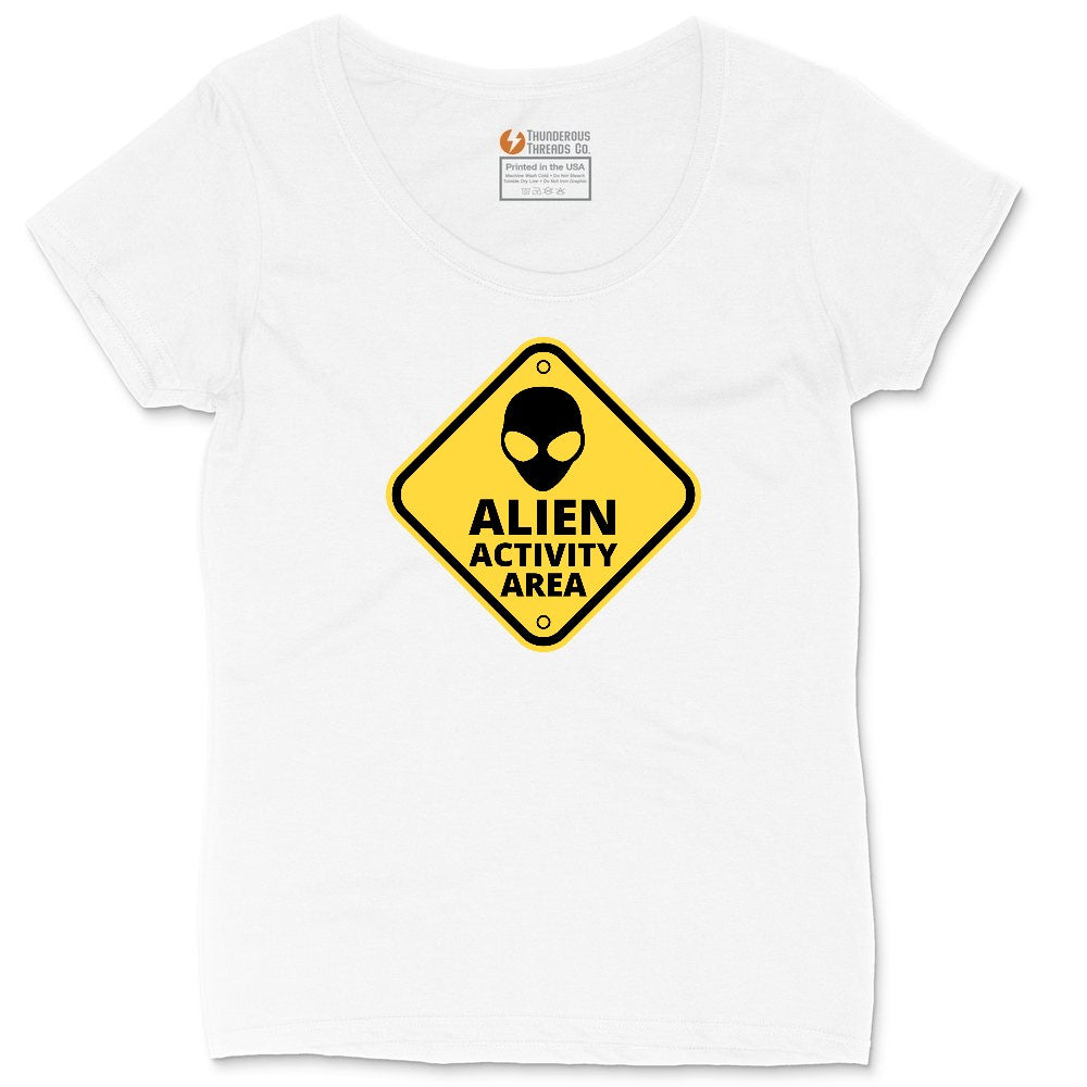 Alien Activity Area Ladies Curvy Tee - White