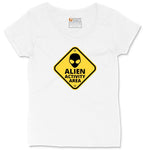 Alien Activity Area Ladies Curvy Tee - White