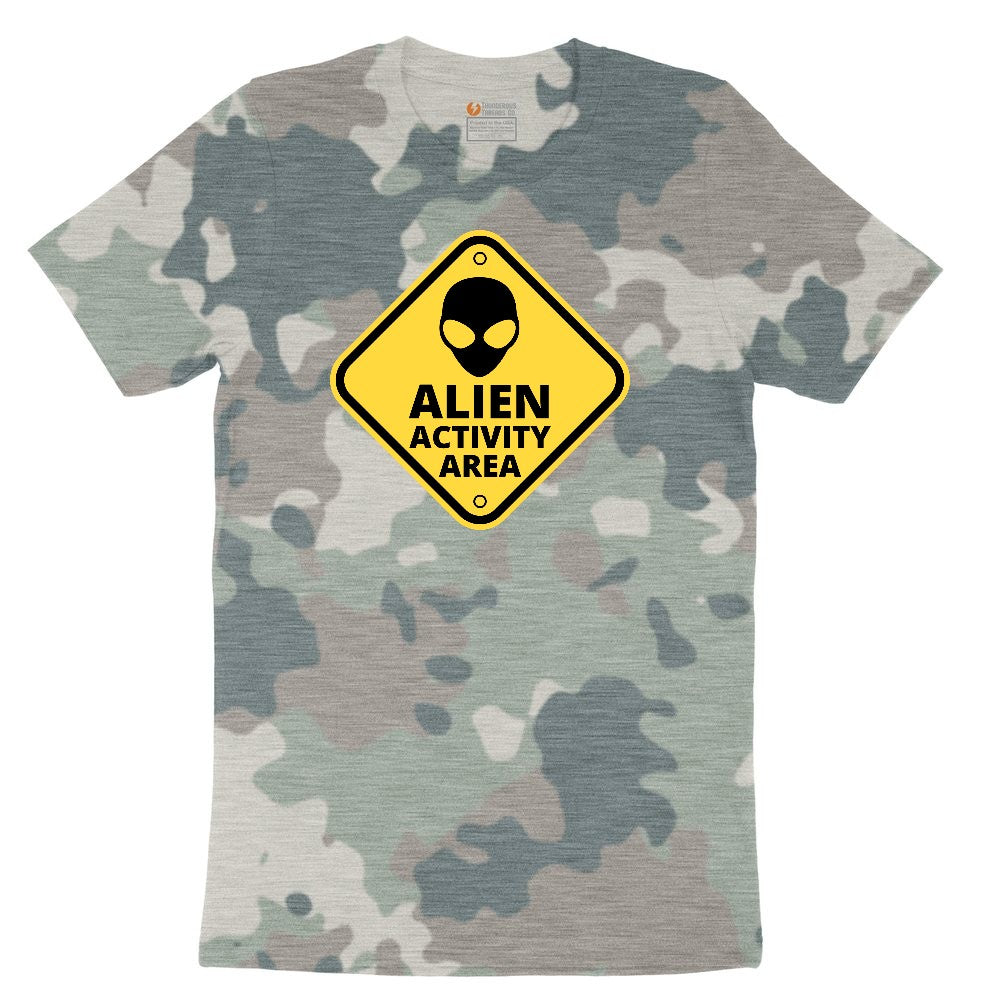 Alien Activity Area Ladies Short Sleeve Tee - Vintage Camo