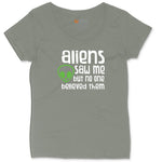 Aliens Saw Me But Nobody Believed Them Ladies Curvy Tee - Bamboo Blackout