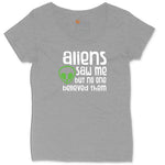 Aliens Saw Me But Nobody Believed Them Ladies Curvy Tee - Granite Heather