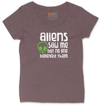 Aliens Saw Me But Nobody Believed Them Ladies Curvy Tee - Sangria Blackout