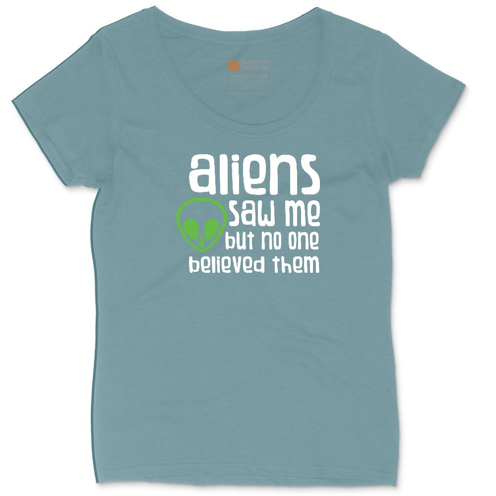 Aliens Saw Me But Nobody Believed Them Ladies Curvy Tee - Surf Blackout