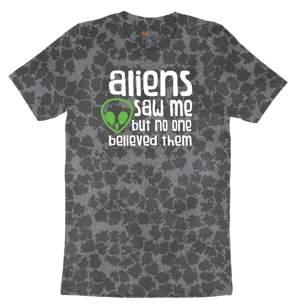 Aliens Saw Me But Nobody Believed Them Ladies Short Sleeve Tee - Black Leopard