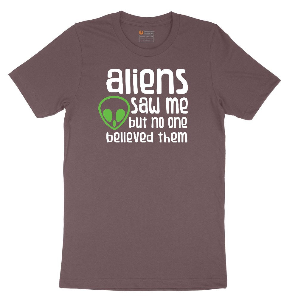 Aliens Saw Me But Nobody Believed Them Ladies Short Sleeve Tee - Sangria Blackout