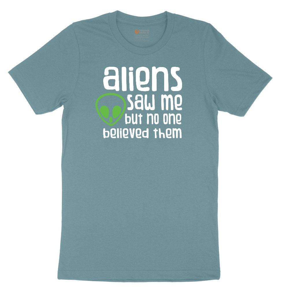 Aliens Saw Me But Nobody Believed Them Ladies Short Sleeve Tee - Surf Blackout