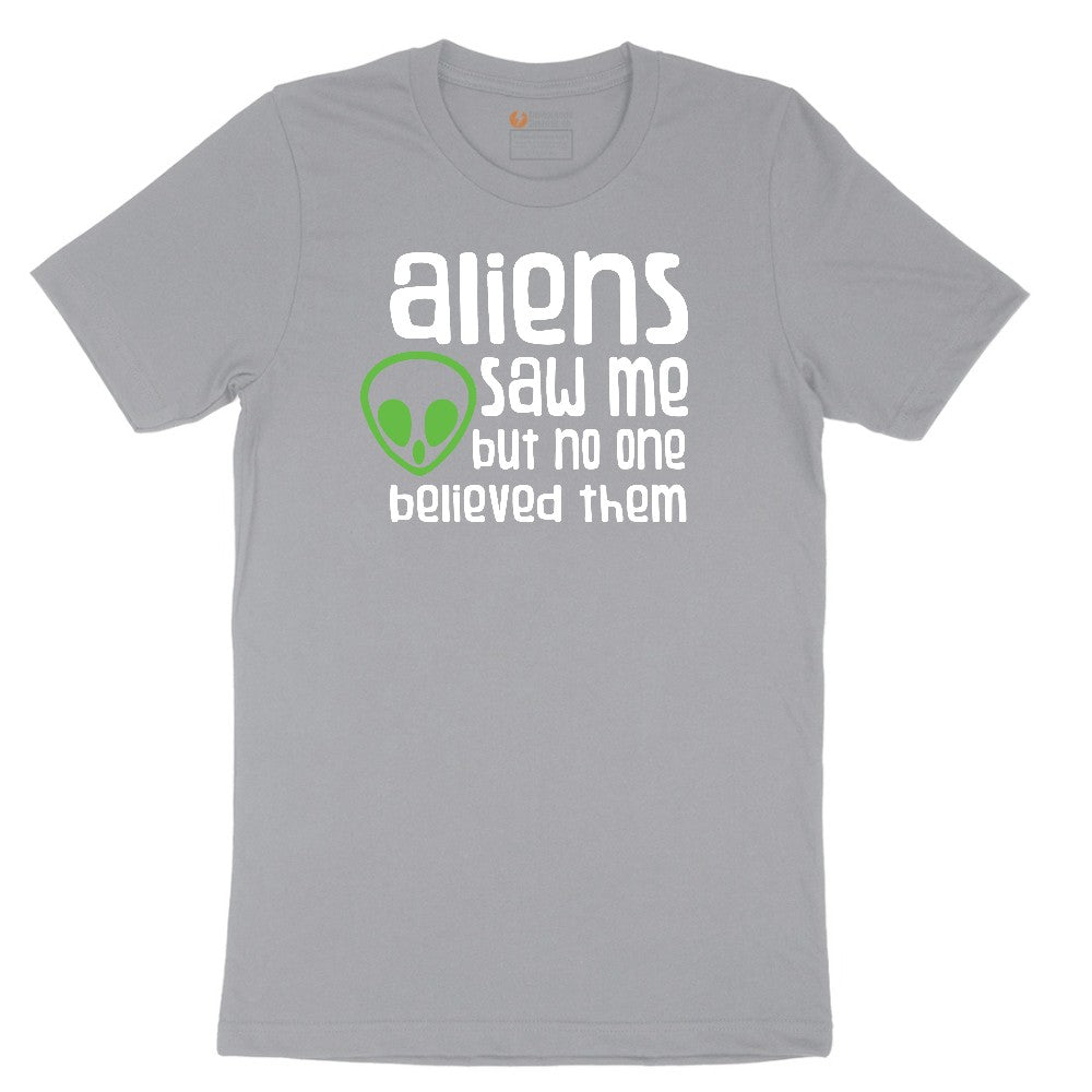 Aliens Saw Me But Nobody Believed Them Short Sleeve Tee - Athletic Heather Grey