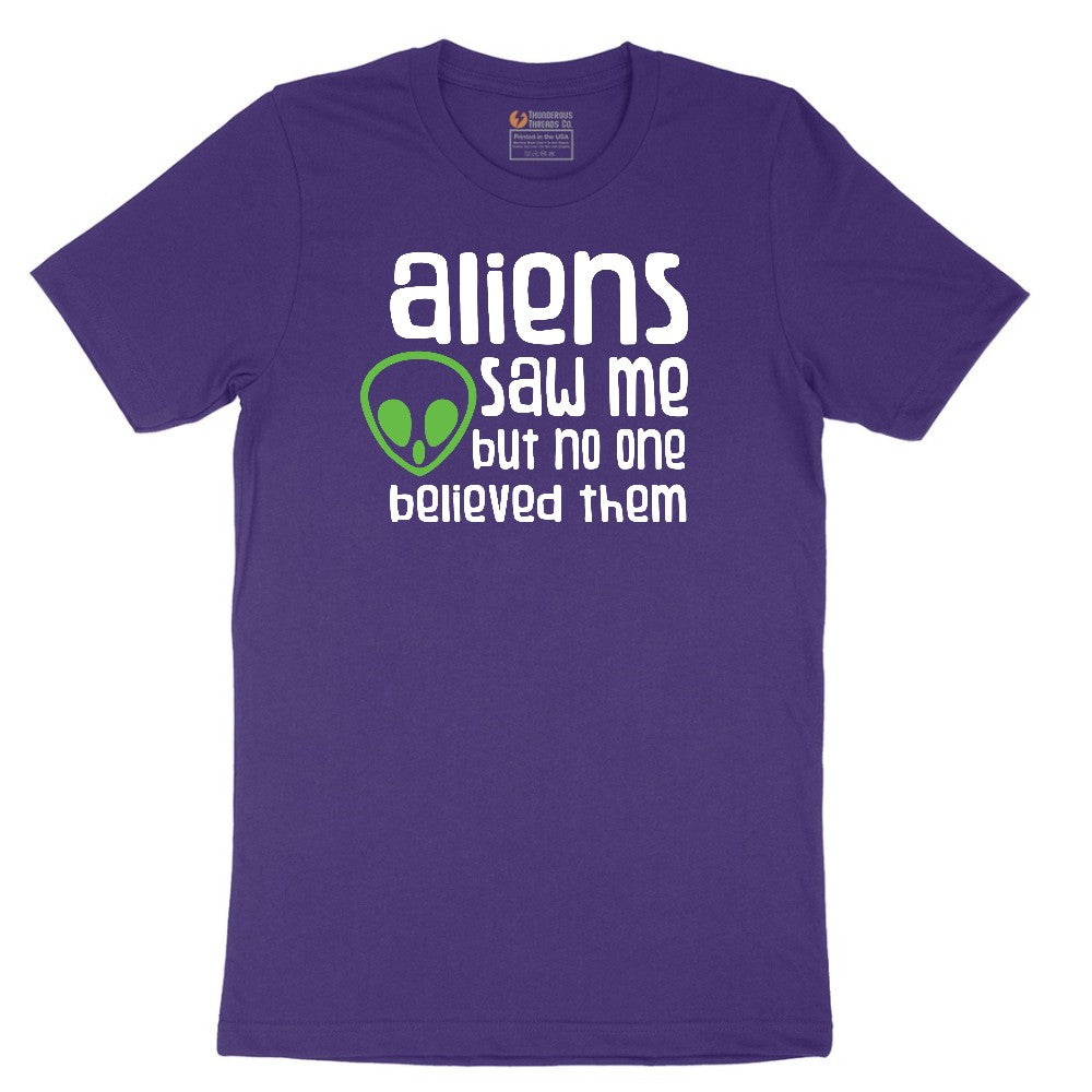 Aliens Saw Me But Nobody Believed Them Short Sleeve Tee - Team Purple