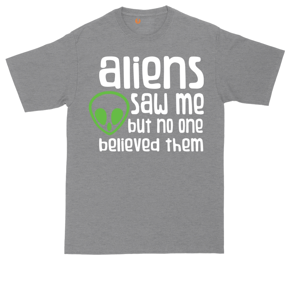 Aliens Saw Me But Nobody Believed Them tall t-shirt for men in Athletic Heather