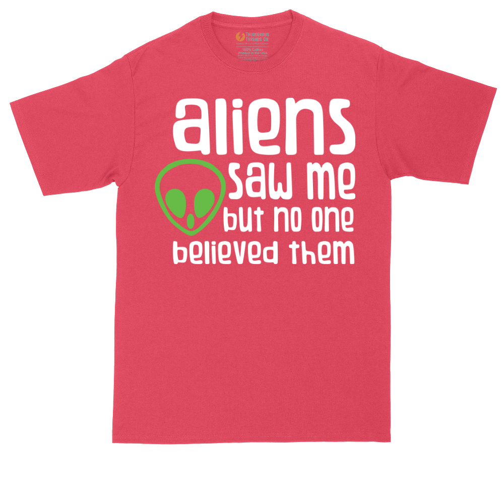 Aliens Saw Me But Nobody Believed Them tall t-shirt for men in Heather Red