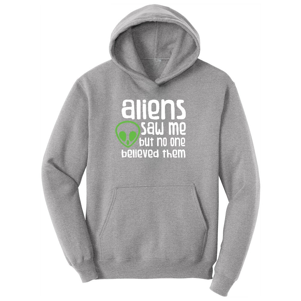 Aliens Saw Me But Nobody Believed Them Youth Hoodie - Athletic Heather