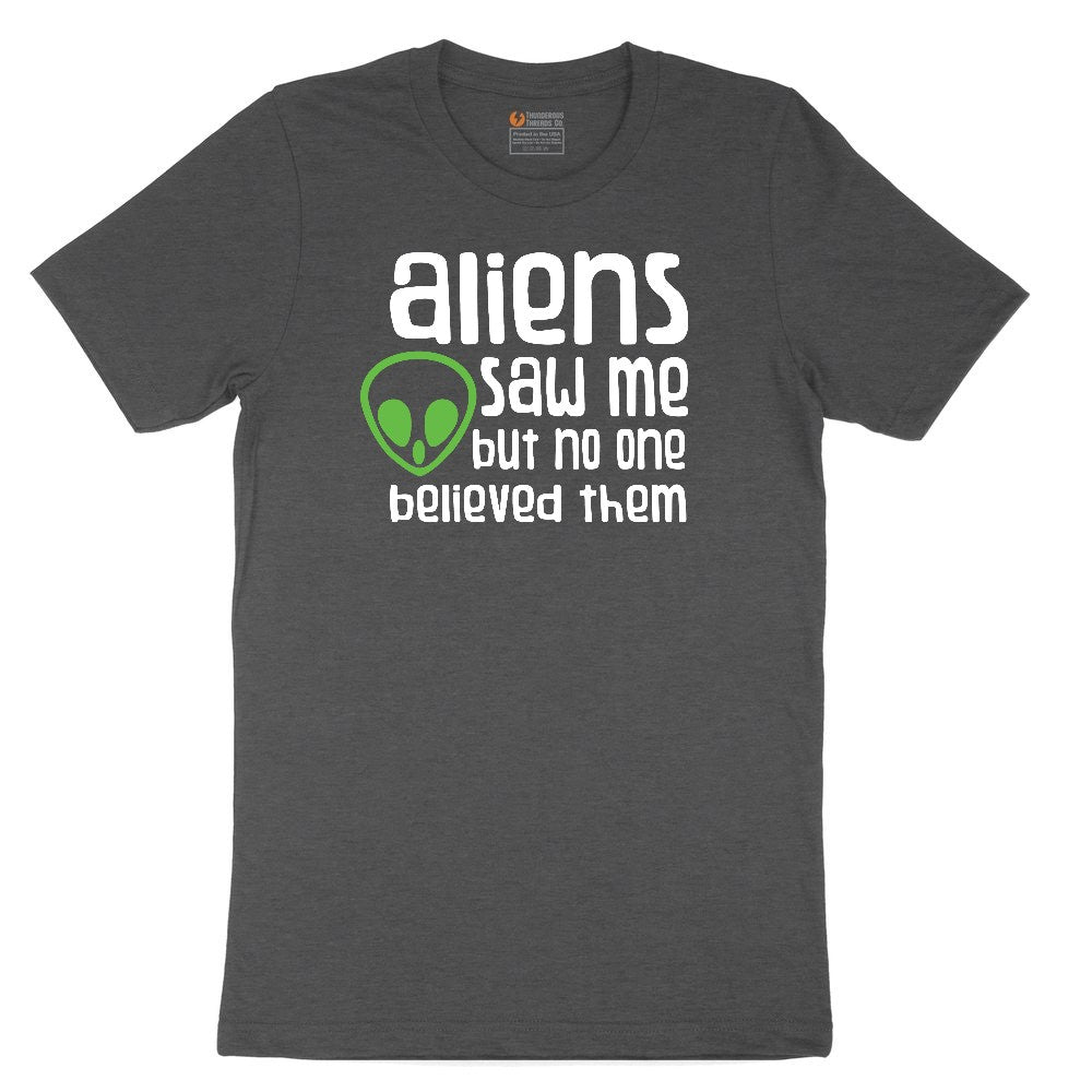 Aliens Saw Me But Nobody Believed Them Youth Short Sleeve Tee - Dark Heather Grey