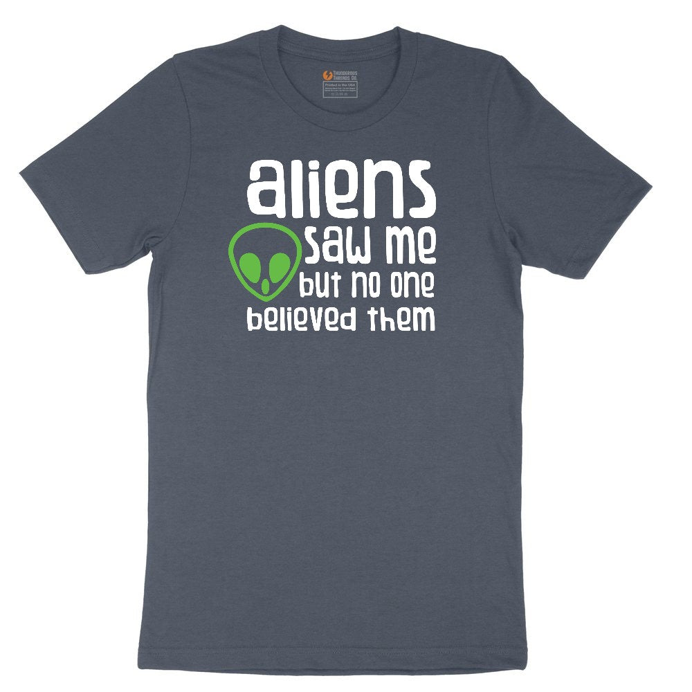 Aliens Saw Me But Nobody Believed Them Youth Short Sleeve Tee - Heather Navy