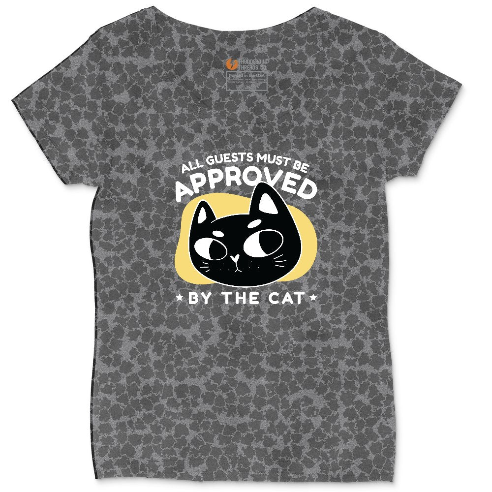 All Guests Must be Approved by the Cat Ladies Curvy Tee - Black Leopard