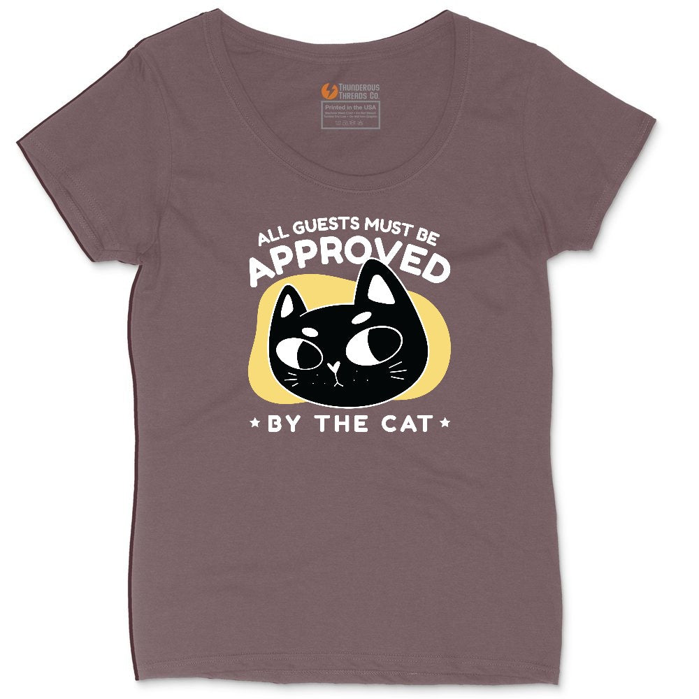 All Guests Must be Approved by the Cat Ladies Curvy Tee - Sangria Blackout