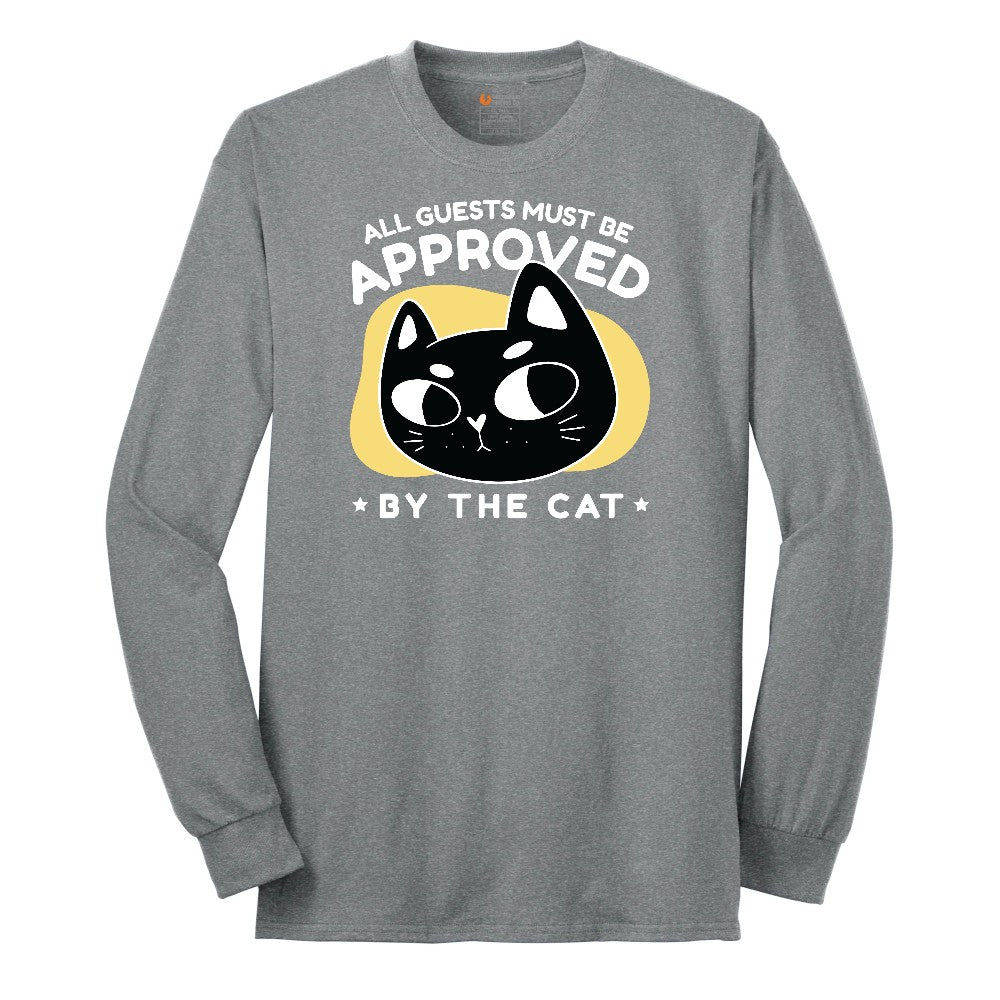 All Guests Must be Approved by the Cat Long Sleeve Tee - Athletic Grey