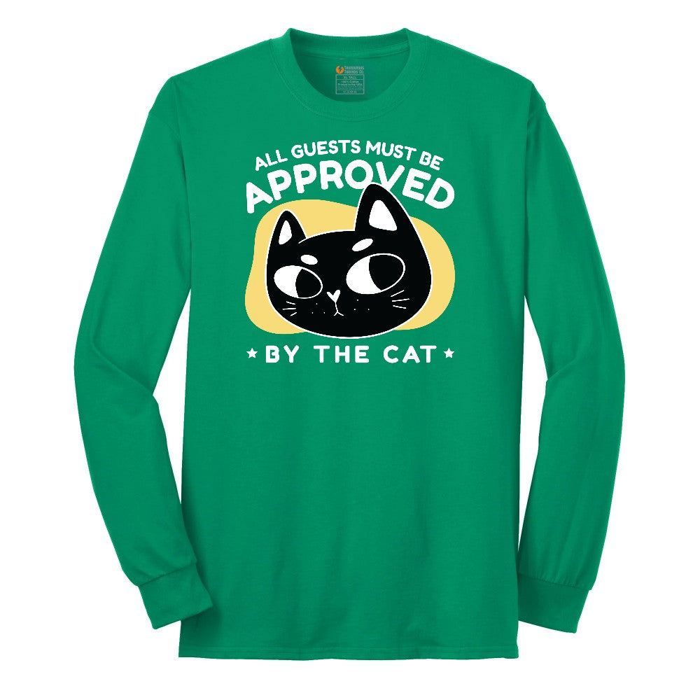 All Guests Must be Approved by the Cat Long Sleeve Tee - Kelly Green