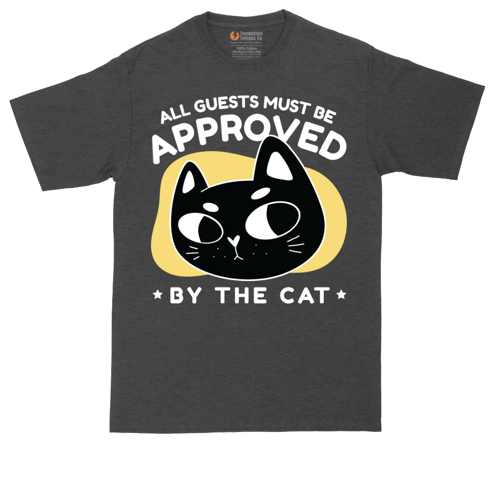 All Guests Must be Approved by the Cat tall t-shirt for men in Dark Heather Grey