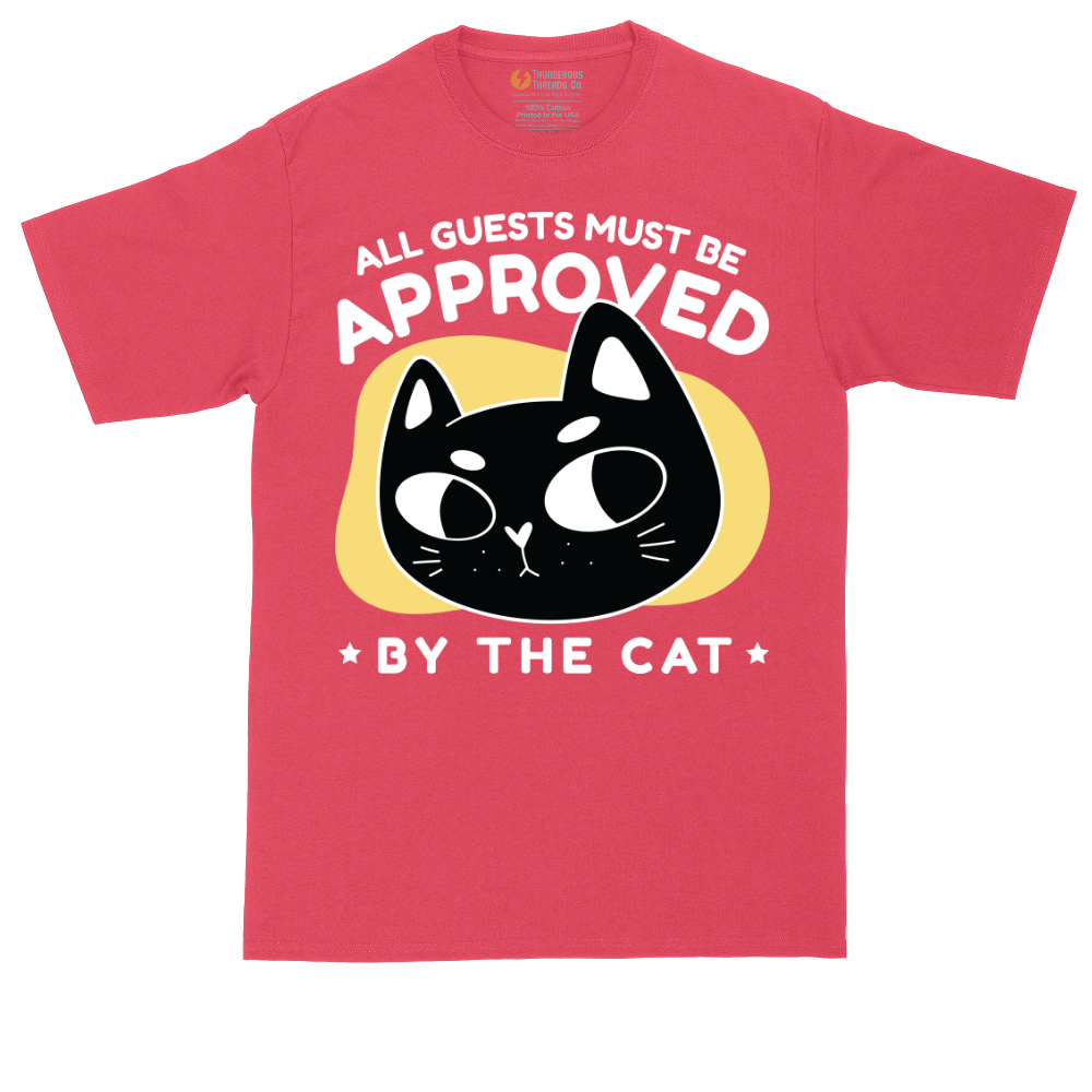 All Guests Must be Approved by the Cat tall t-shirt for men in Heather Red