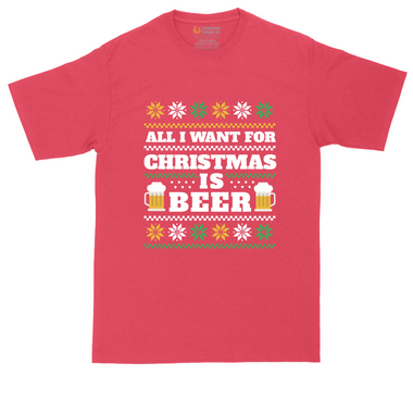 All I Want for Christmas Is Beer tall t-shirt for men in Jet Black