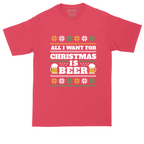 All I Want for Christmas Is Beer tall t-shirt for men in Heather Red