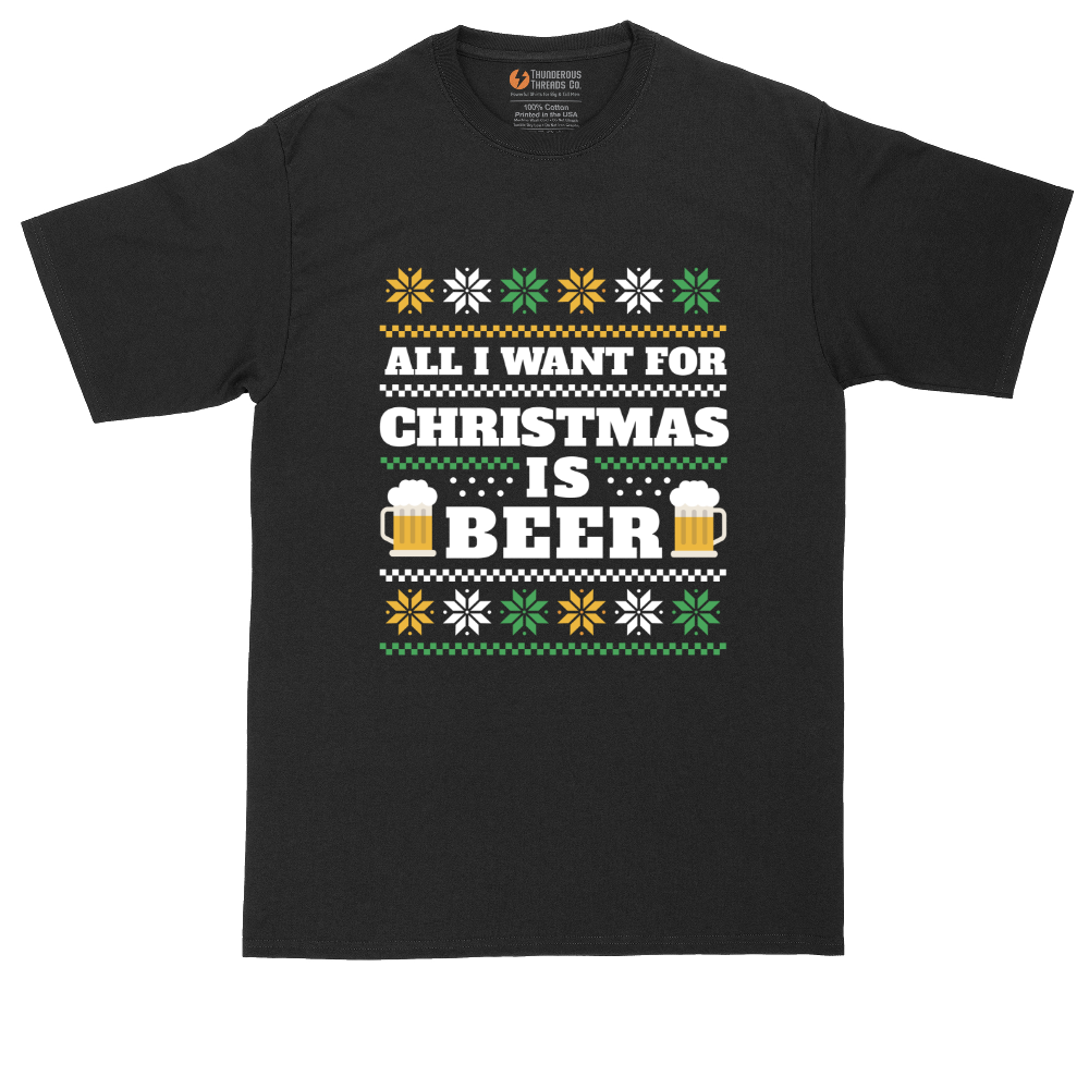 All I Want for Christmas Is Beer tall t-shirt for men in Jet Black