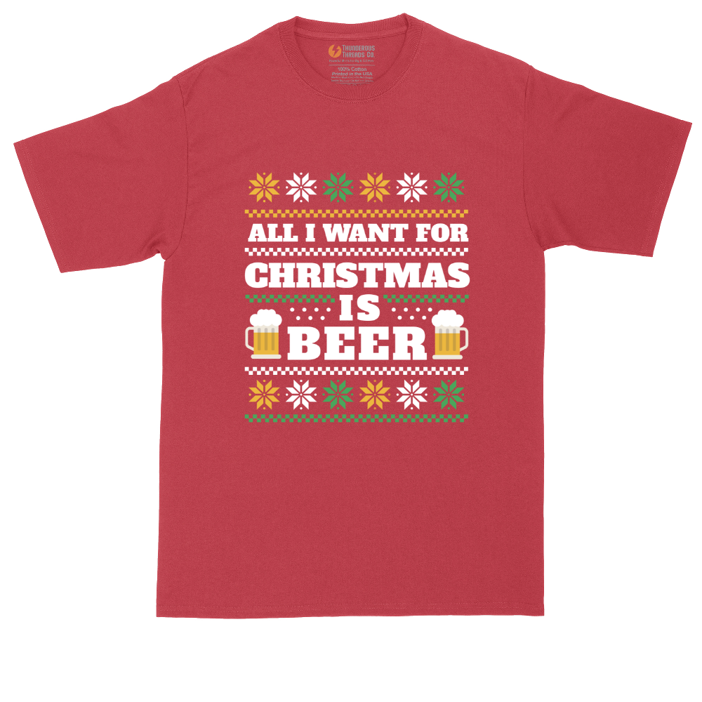 All I Want for Christmas Is Beer tall t-shirt for men in Red