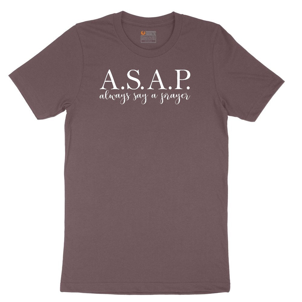 Always Say a Prayer Ladies Short Sleeve Tee - Sangria Blackout