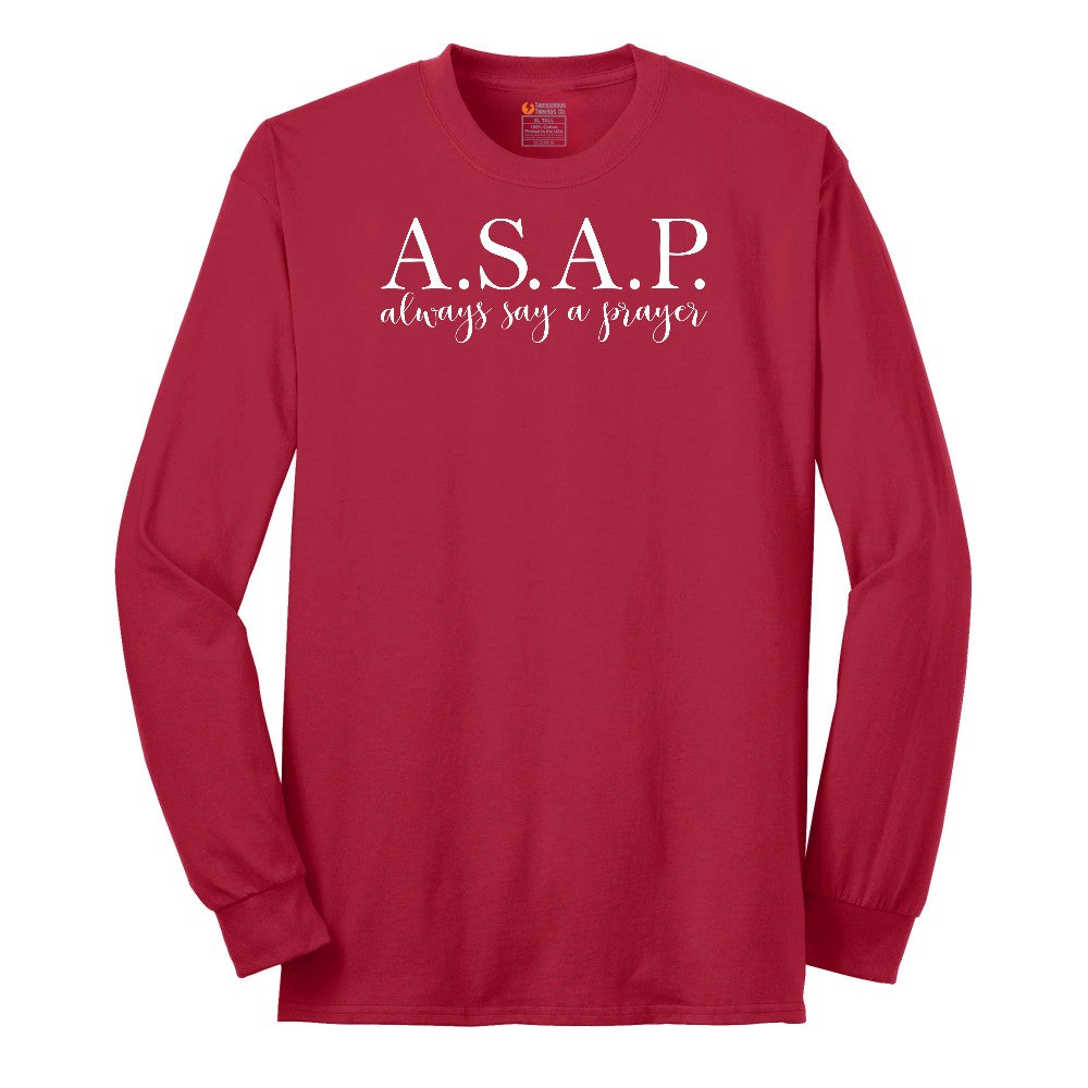 Always Say a Prayer Long Sleeve Tee - Red