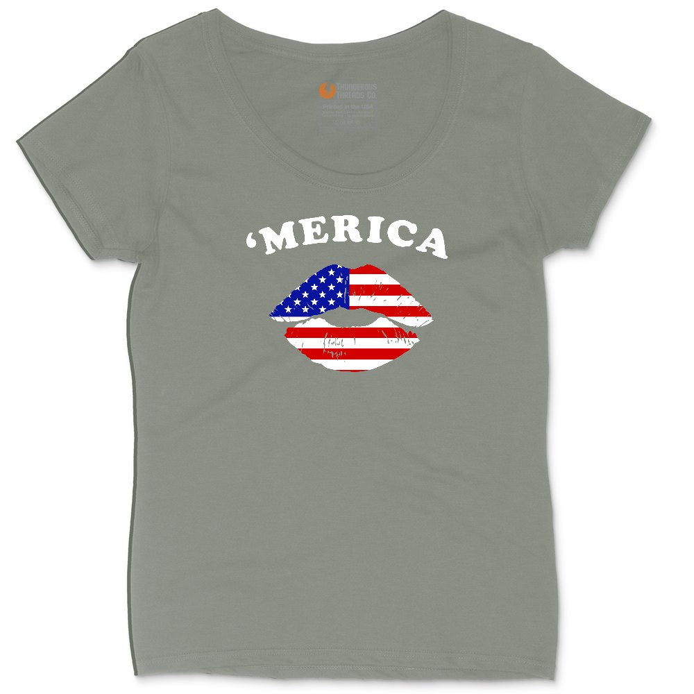 America Lips Ladies Curvy Tee - Bamboo Blackout