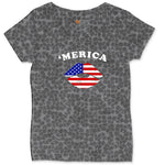 America Lips Ladies Curvy Tee - Black Leopard
