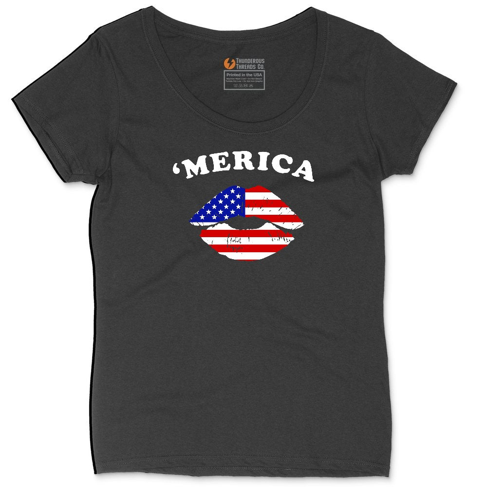 America Lips Ladies Curvy Tee - Black