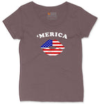 America Lips Ladies Curvy Tee - Sangria Blackout
