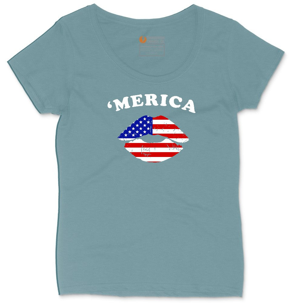 America Lips Ladies Curvy Tee - Surf Blackout