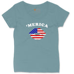 America Lips Ladies Curvy Tee - Surf Blackout