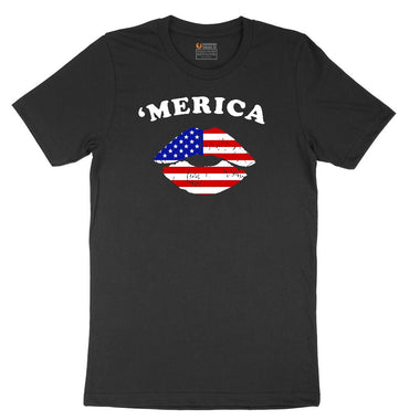 America Lips Ladies Short Sleeve Tee - Black
