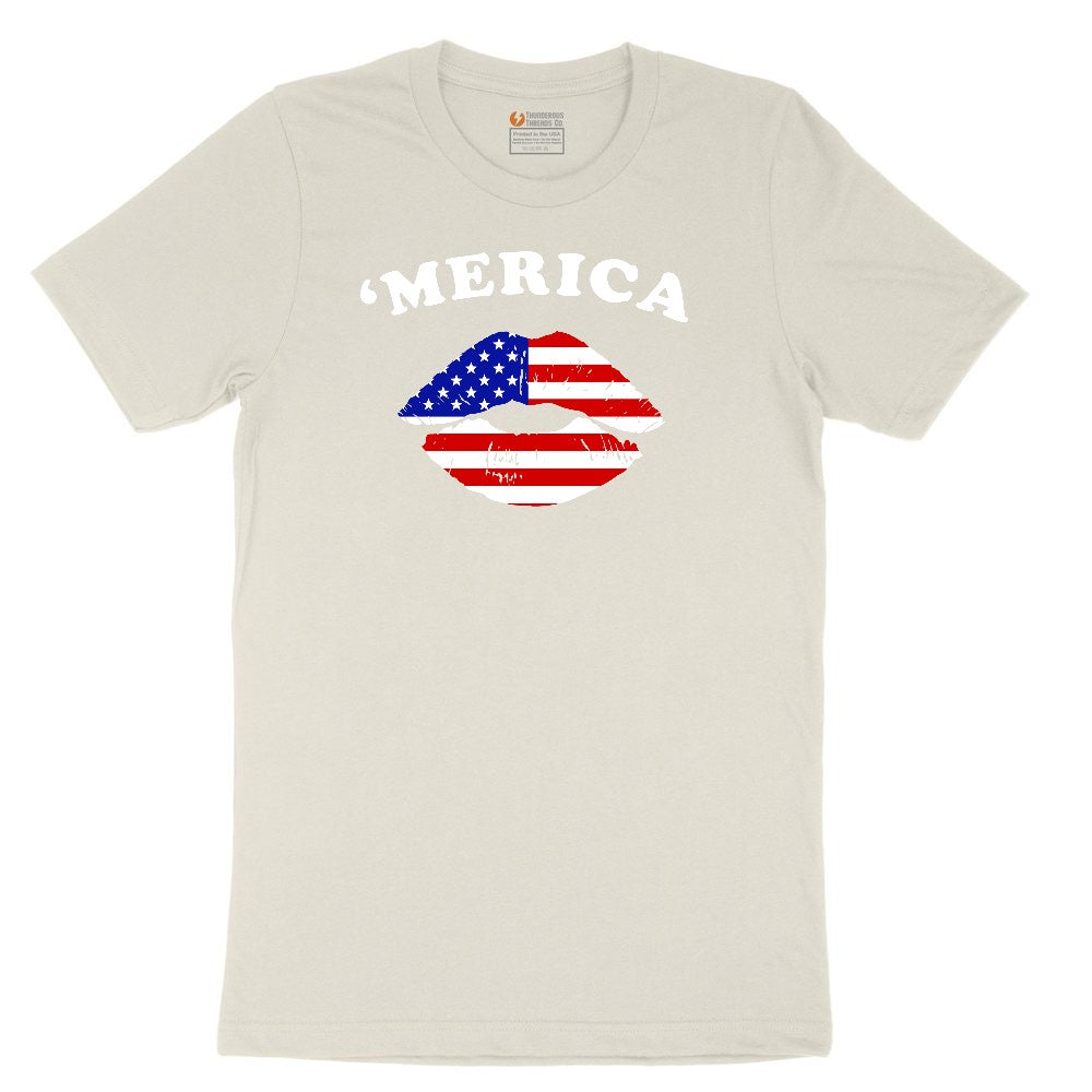 America Lips Ladies Short Sleeve Tee - Natural Heather