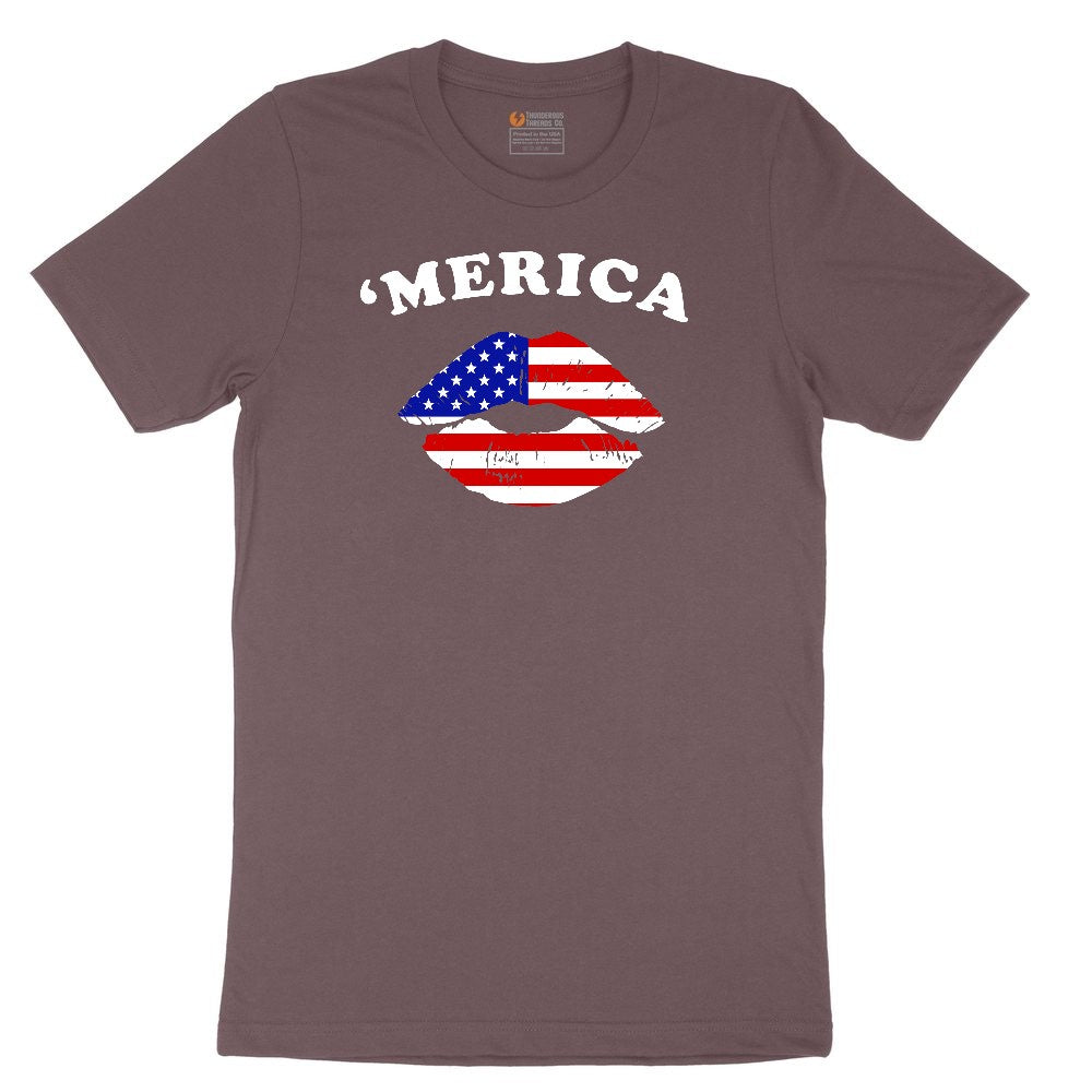 America Lips Ladies Short Sleeve Tee - Sangria Blackout