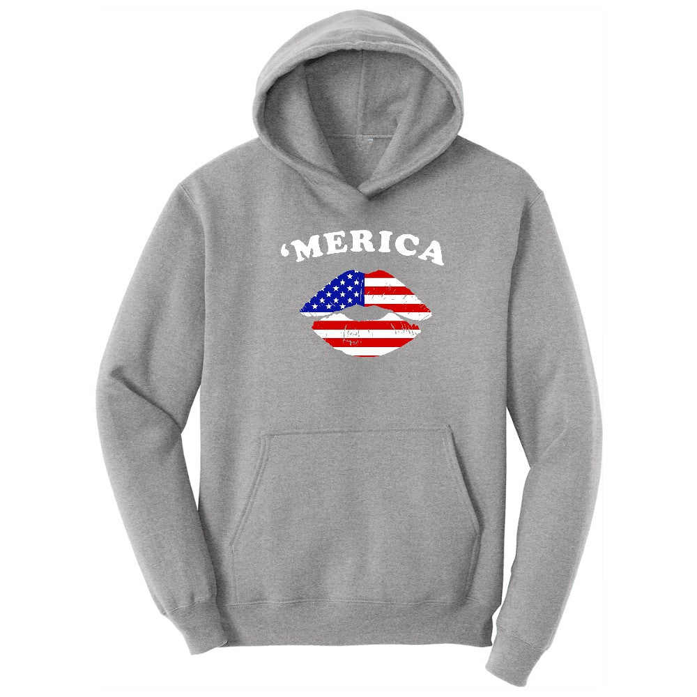 America Lips Hoodie - Athletic Heather