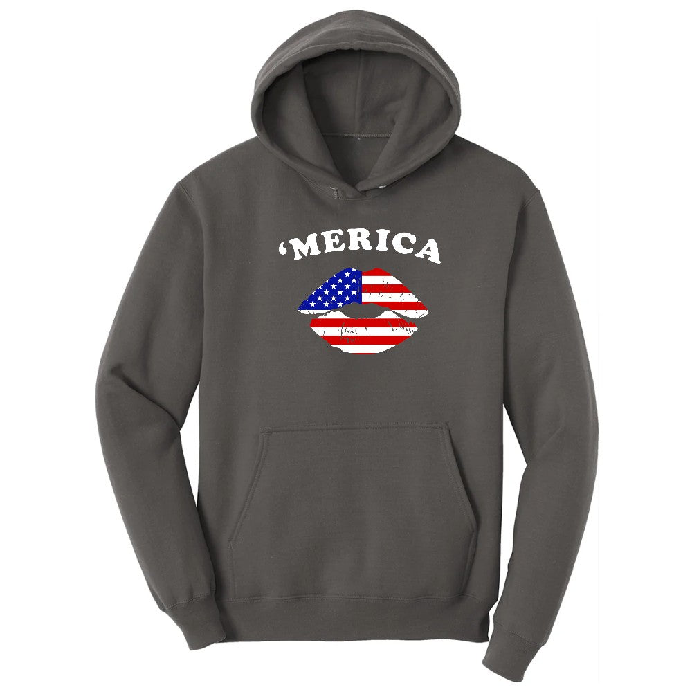 America Lips Hoodie - Charcoal