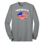 America Lips Long Sleeve Tee - Athletic Grey