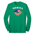 America Lips Long Sleeve Tee - Kelly Green