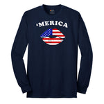 America Lips Long Sleeve Tee - Navy